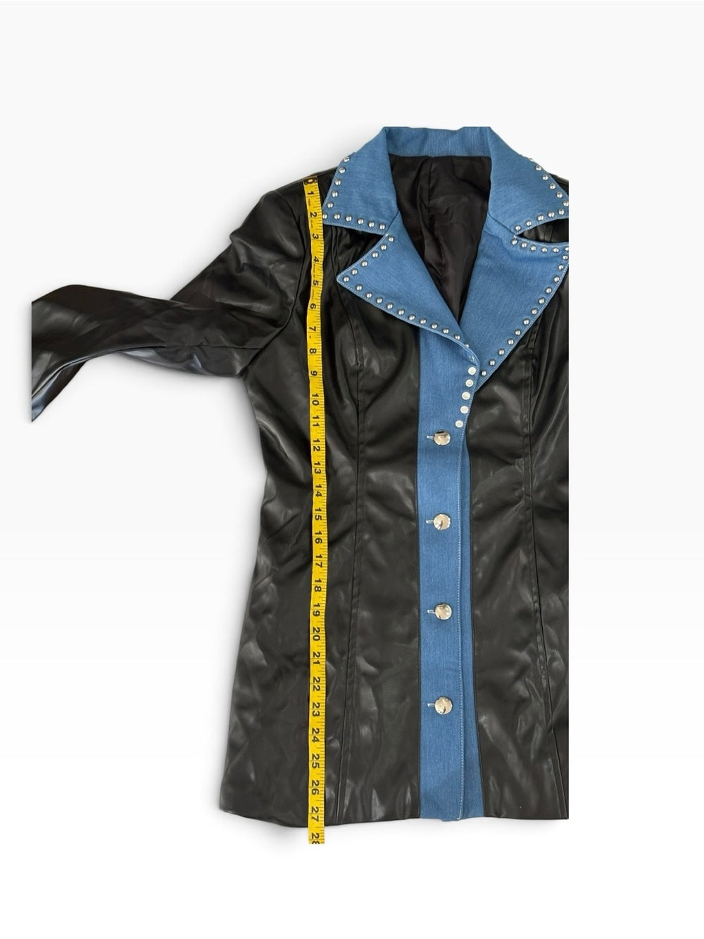 Attrime Faux Leather & Denim Moto Jacket 
NWT Size Small