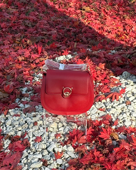 Badgley Mischka Red Saddle Purse