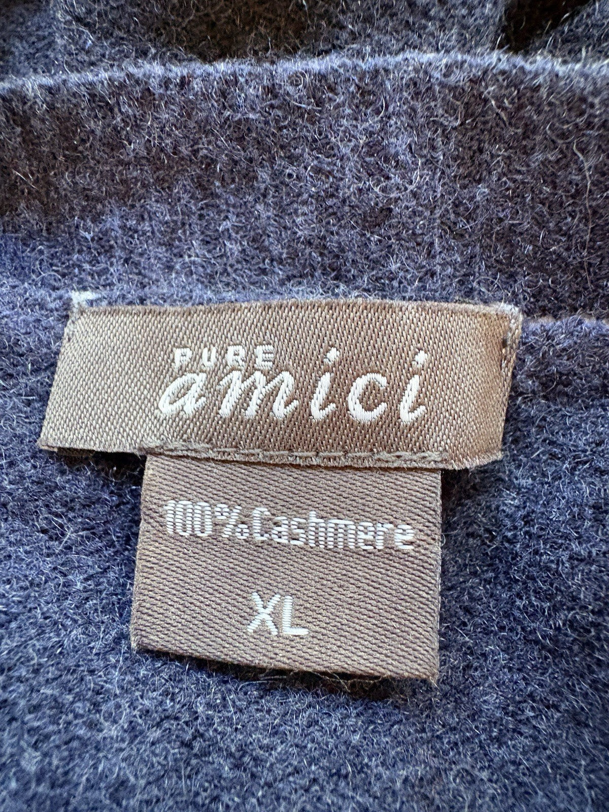 Pure Amici 100% Cashmere Sweater Women’s XL Navy Contrast Stitch crewneck Preloved