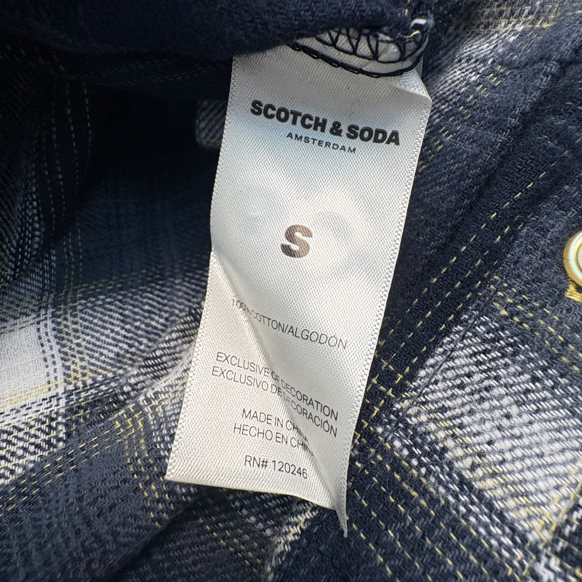 Scotch and Soda Women's Flannel Plaid Navy and Cream  New