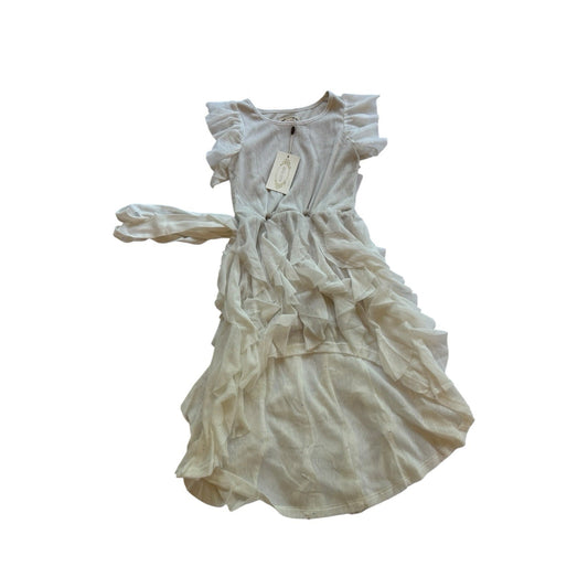 Joyfolie Mia Joy Roza Dress in Ecru Girls Size 5 NWT Tulle Ruffle Flutter Sleeve