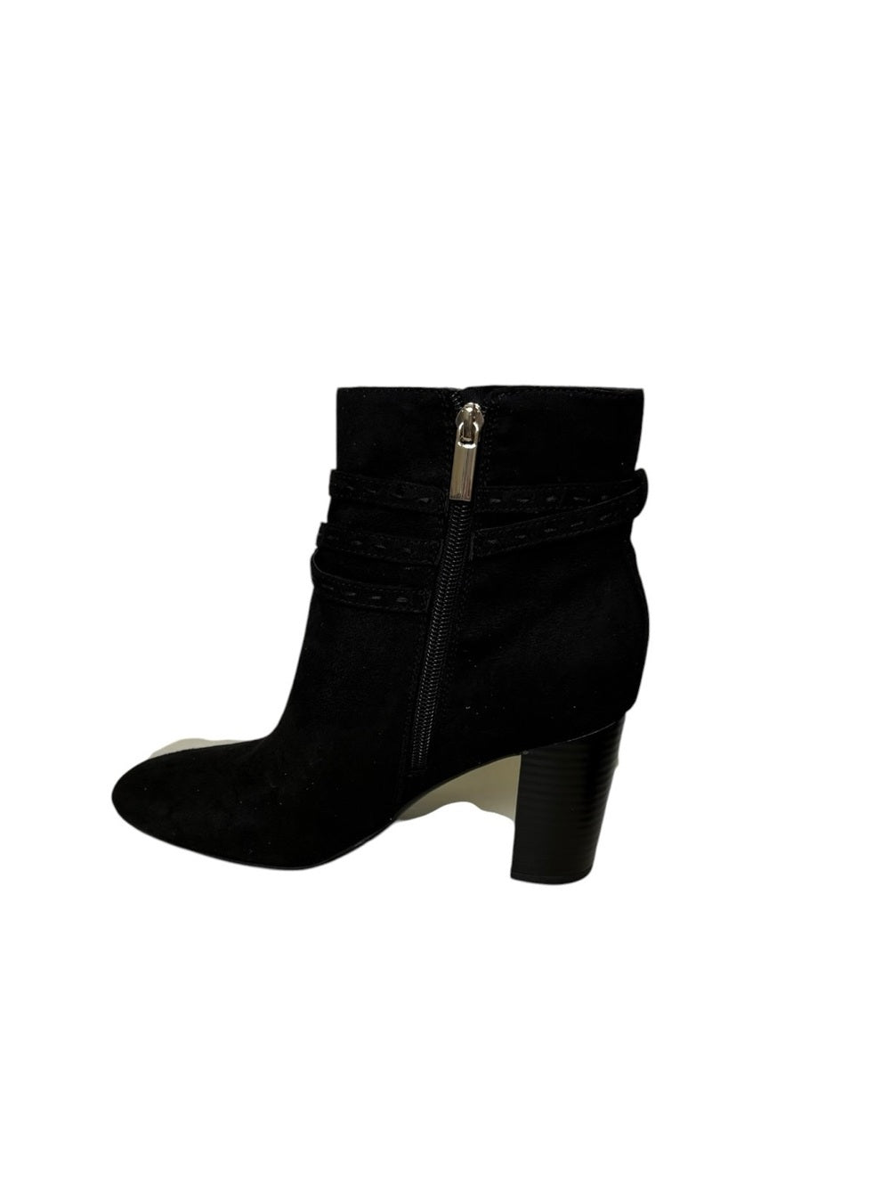 Bandolino Ocorn2 Black Suede Strappy Block Heel Ankle Boots Sz 7.5 New