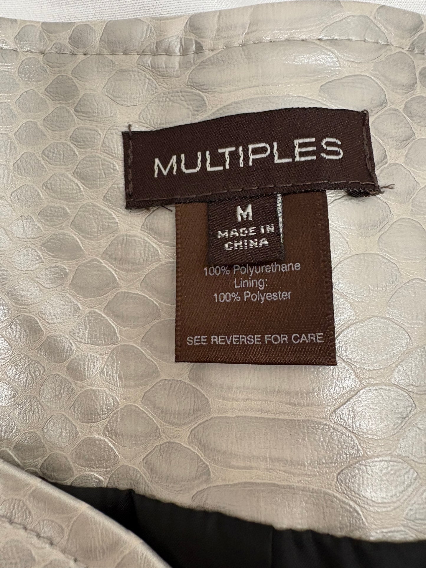 Multiples Faux Leather Jacket Womens M Colorblock Snake Embossed Moto Longline Preloved
