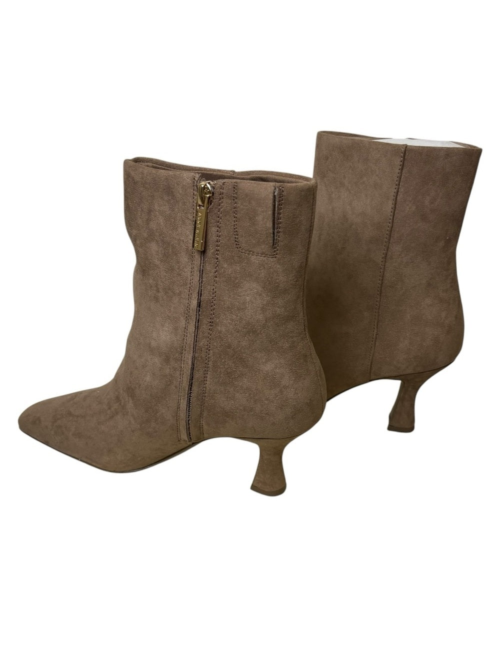 Anne Klein Pablo Suede Kitten Heel Ankle Boots Truffle Brown Sz 9.5 New