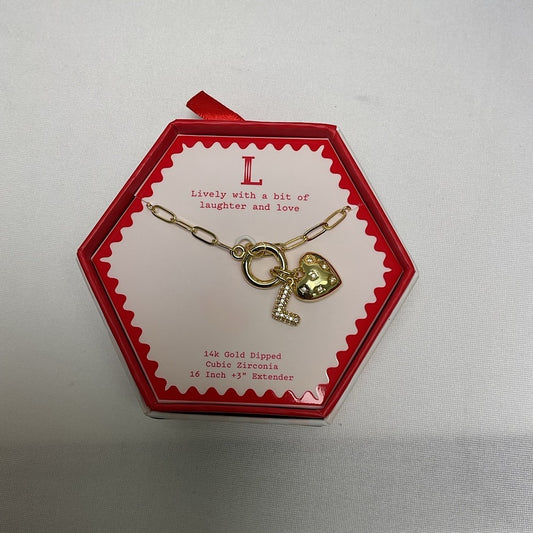 Gold Dipped Heart and Initial “L”  Necklace - brand new