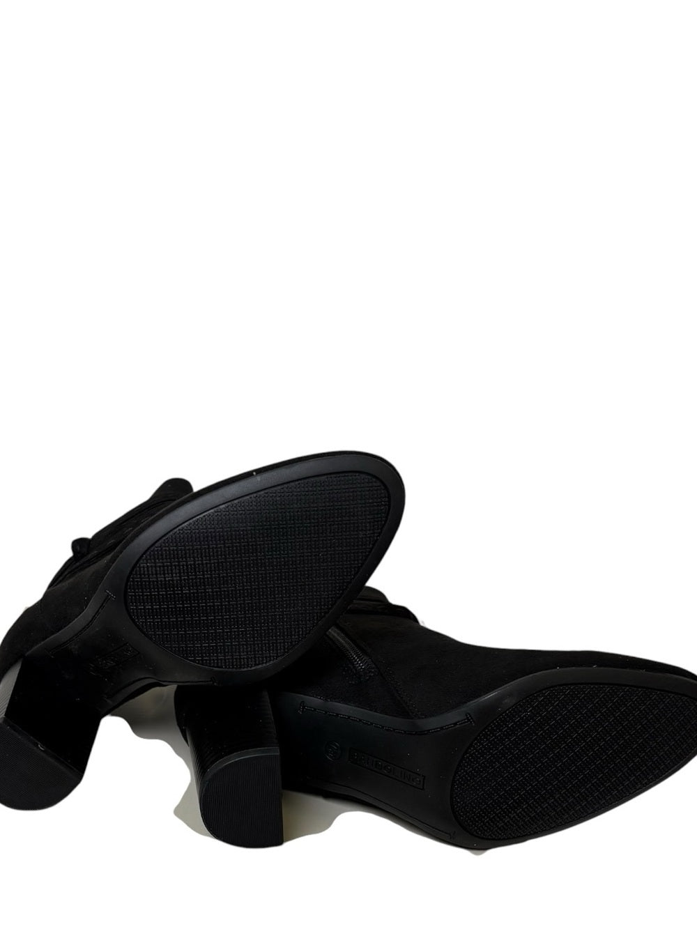 Bandolino Ocorn2 Black Suede Strappy Block Heel Ankle Boots Sz 7.5 New
