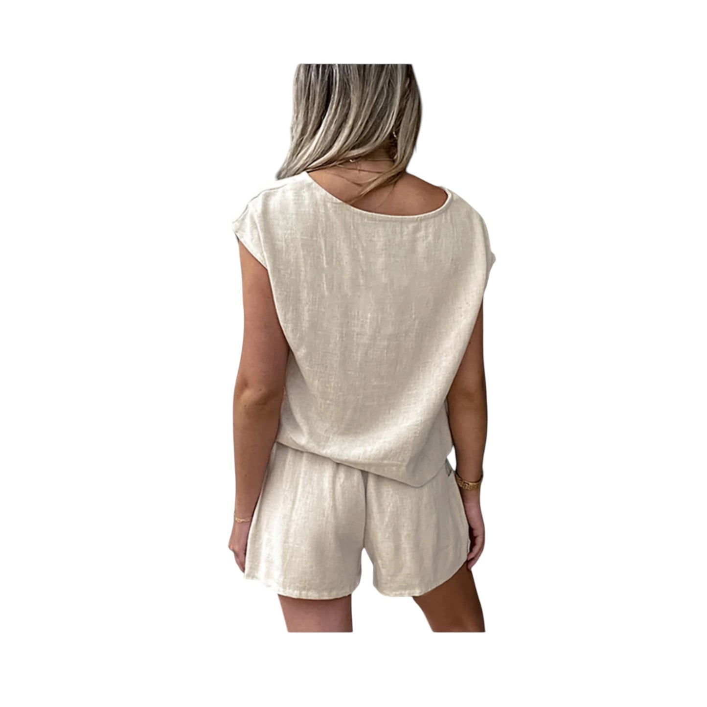 Cotton & Linen Pockets Shorts Set - Commense