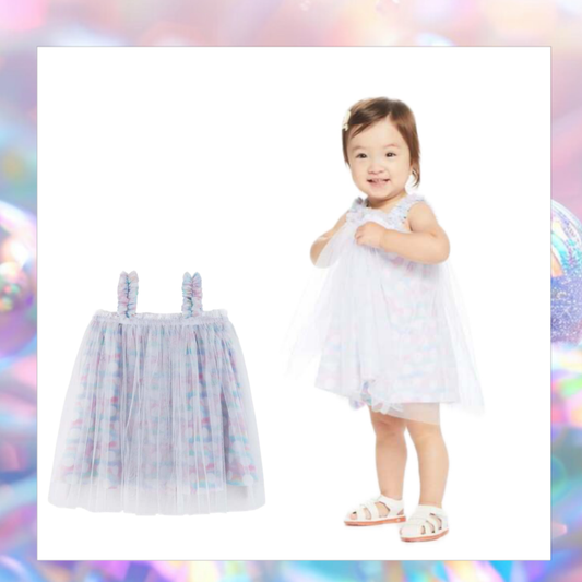 Polka Dot Print Tulle Sundress And Bloomer Set, White