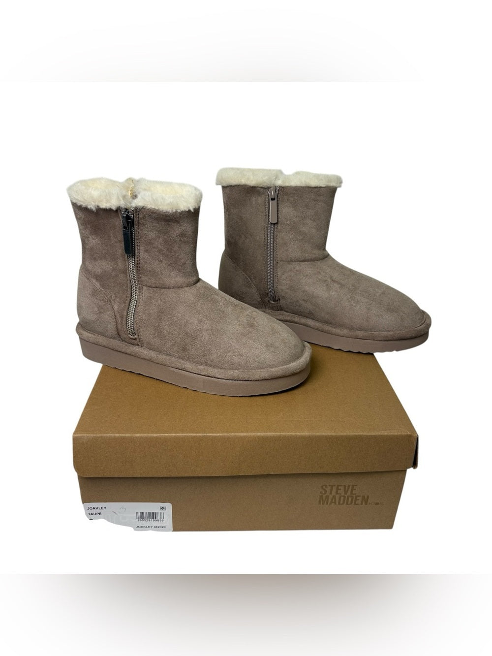 Steve Madden Kids Joakley Boots Taupe Faux Fur Girls Size 2