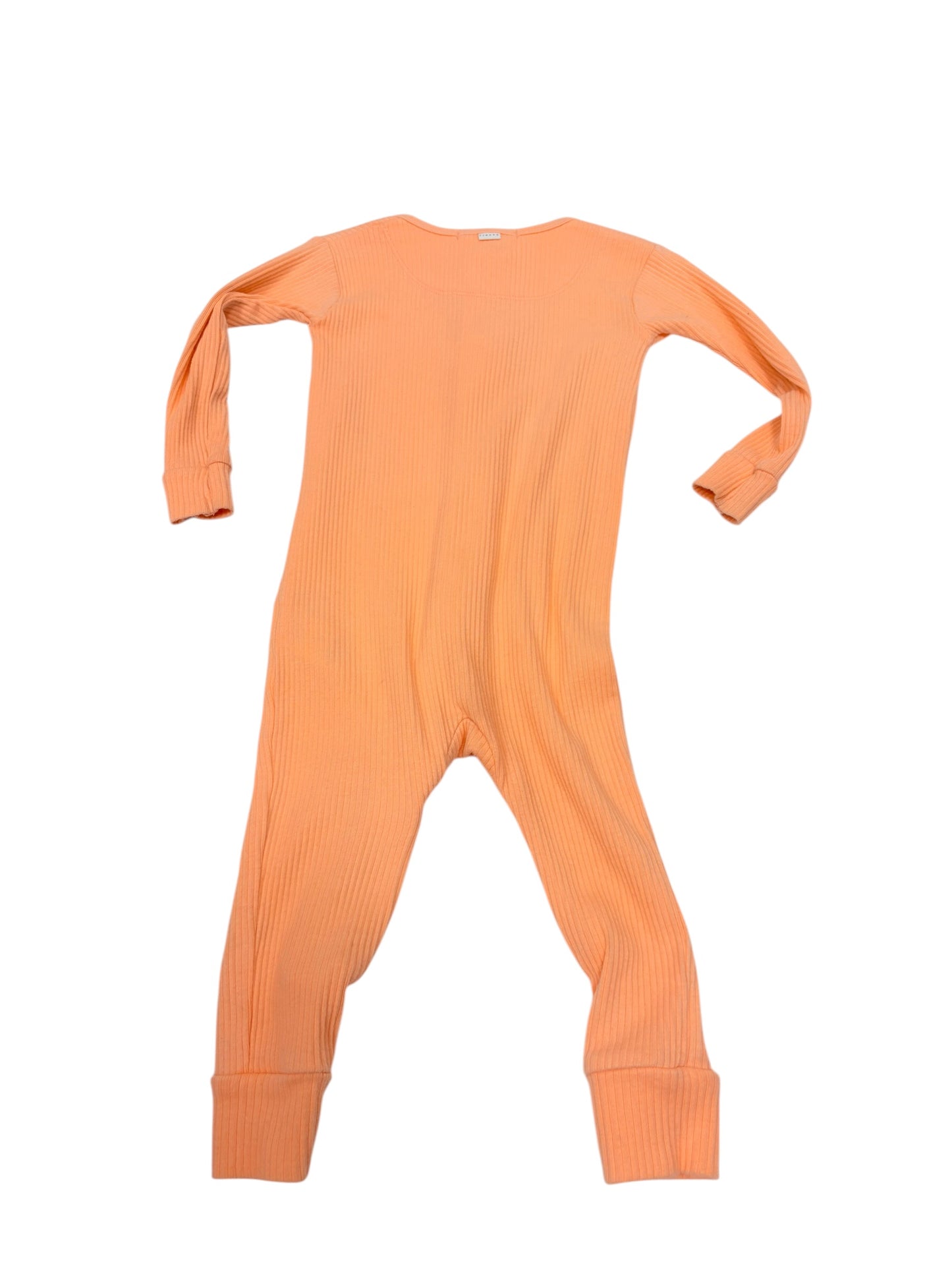 Firsts by Petit Lem Peach Ribbed Zip Footie 12M Preloved