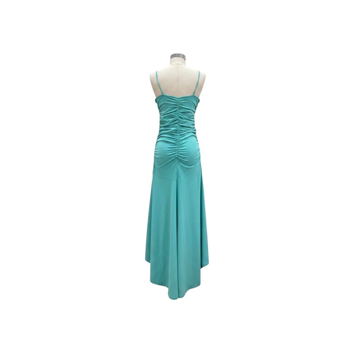 Susana Monaco String Gathered High-Low Maxi Dress NWT “La Plage” Seafoam Ruched