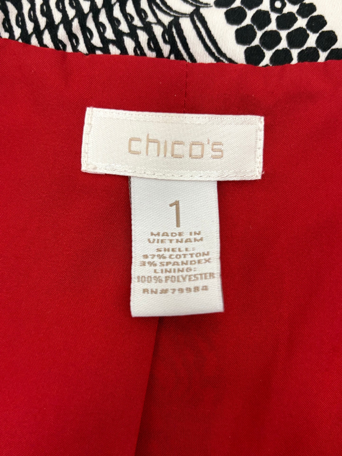 Chico’s Geometric Colorblock Open Front Jacket — Size 1 (M-8/10)
