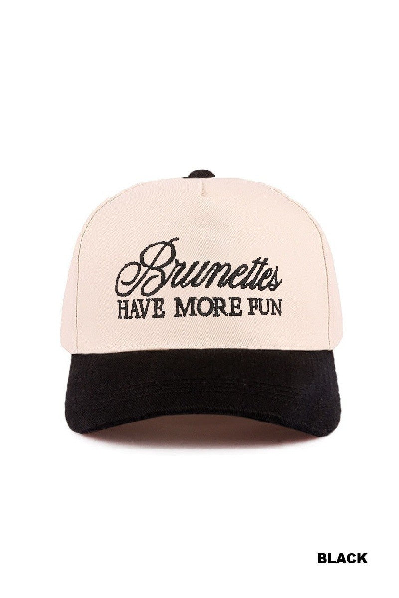 Brunettes Have More Fun- Two Tone Canvas Cotton Trucker Cap