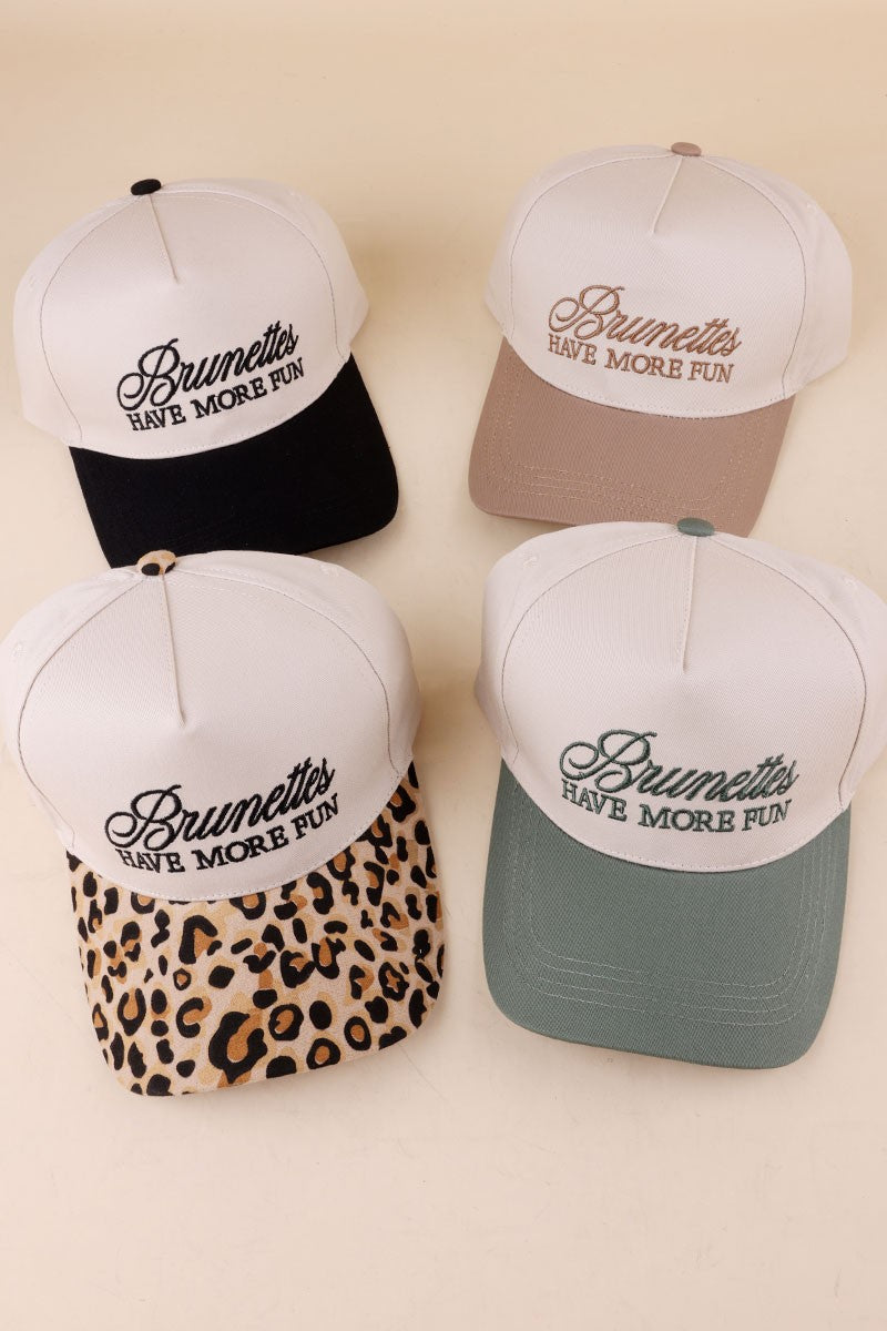 Brunettes Have More Fun- Two Tone Canvas Cotton Trucker Cap