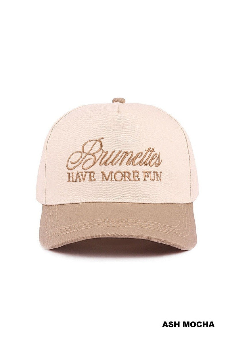 Brunettes Have More Fun- Two Tone Canvas Cotton Trucker Cap