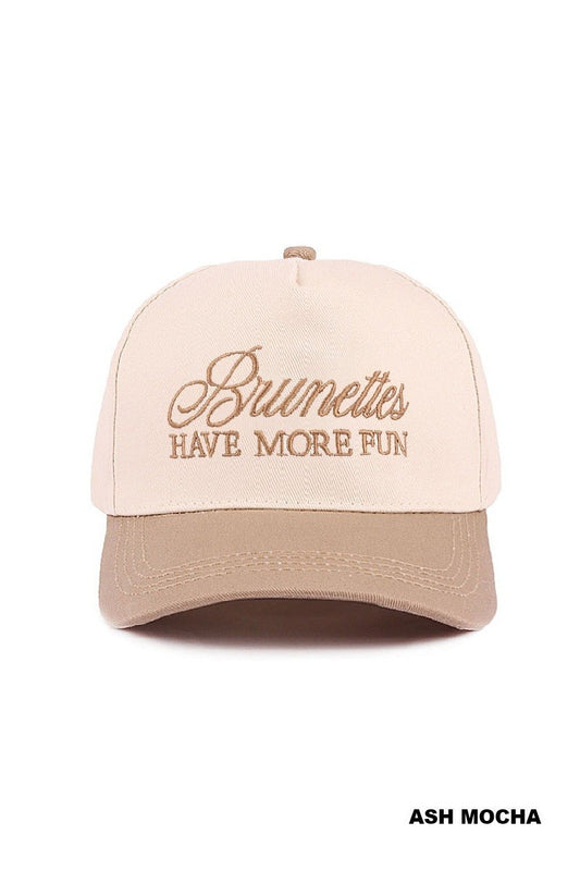 Brunettes Have More Fun- Two Tone Canvas Cotton Trucker Cap