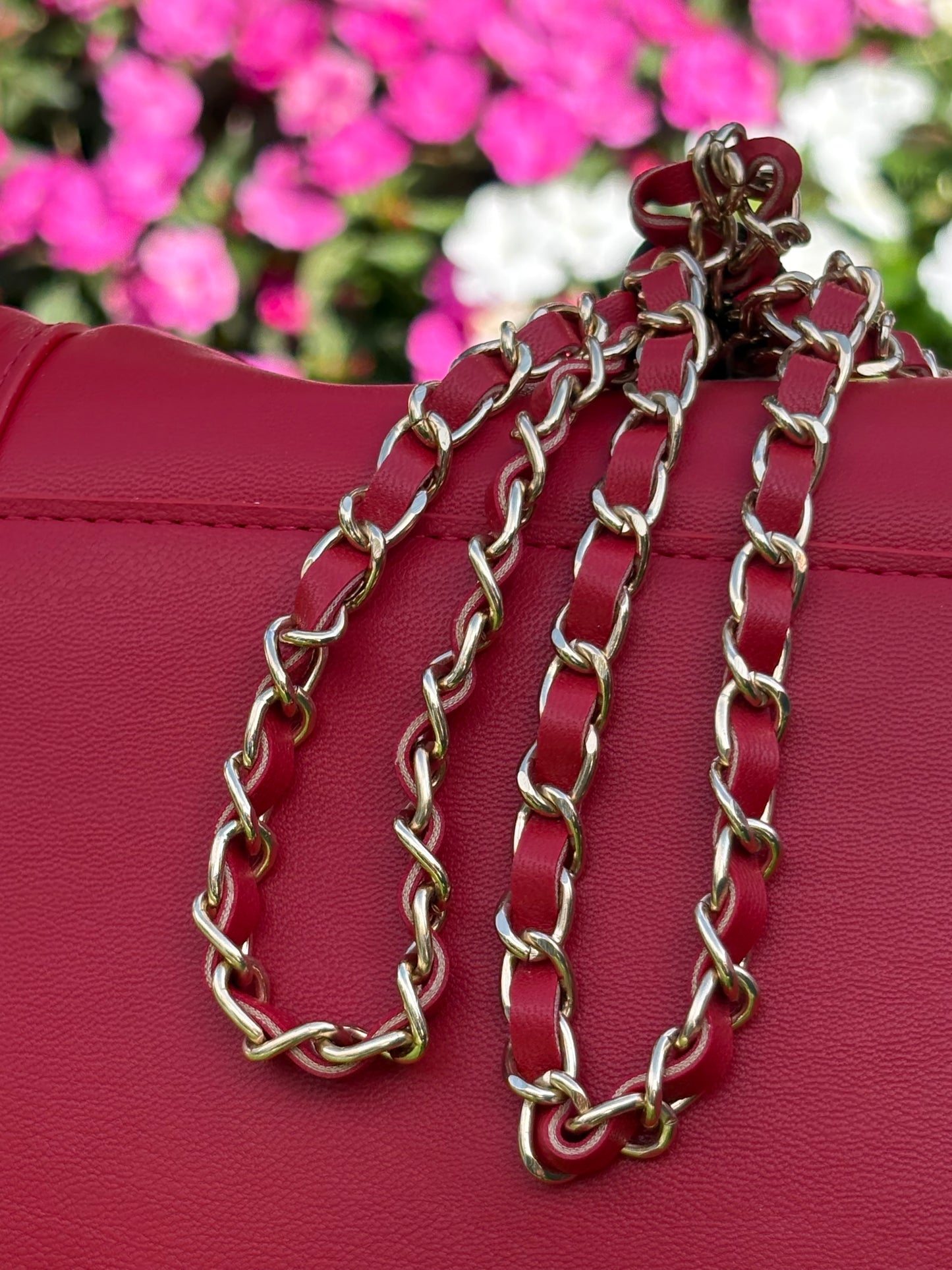 Valentino Orlandi Quilted Gold Hardware Chain Strap Crossbody Bag.