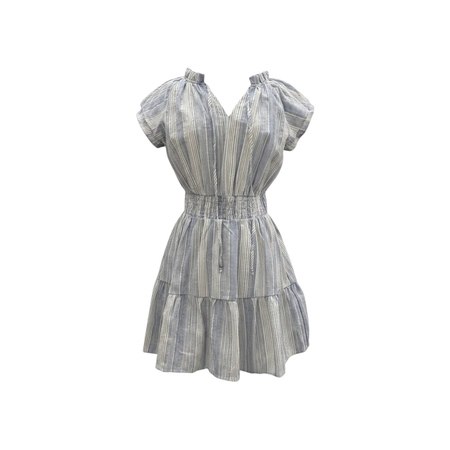 A & She - Blue Stripe Ruffle Sleeve Mini Dress with Pockets Size S, M, L NWT