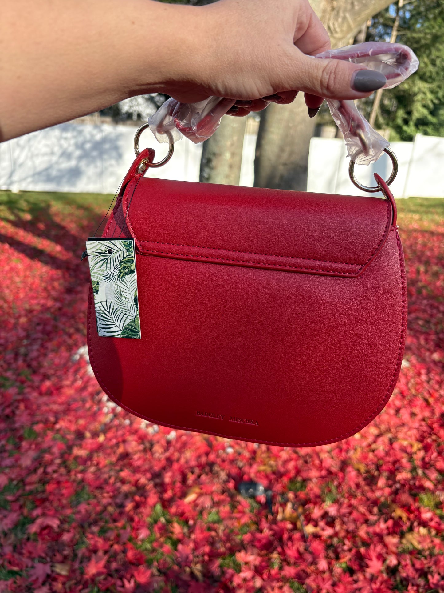 Badgley Mischka Red Saddle Purse
