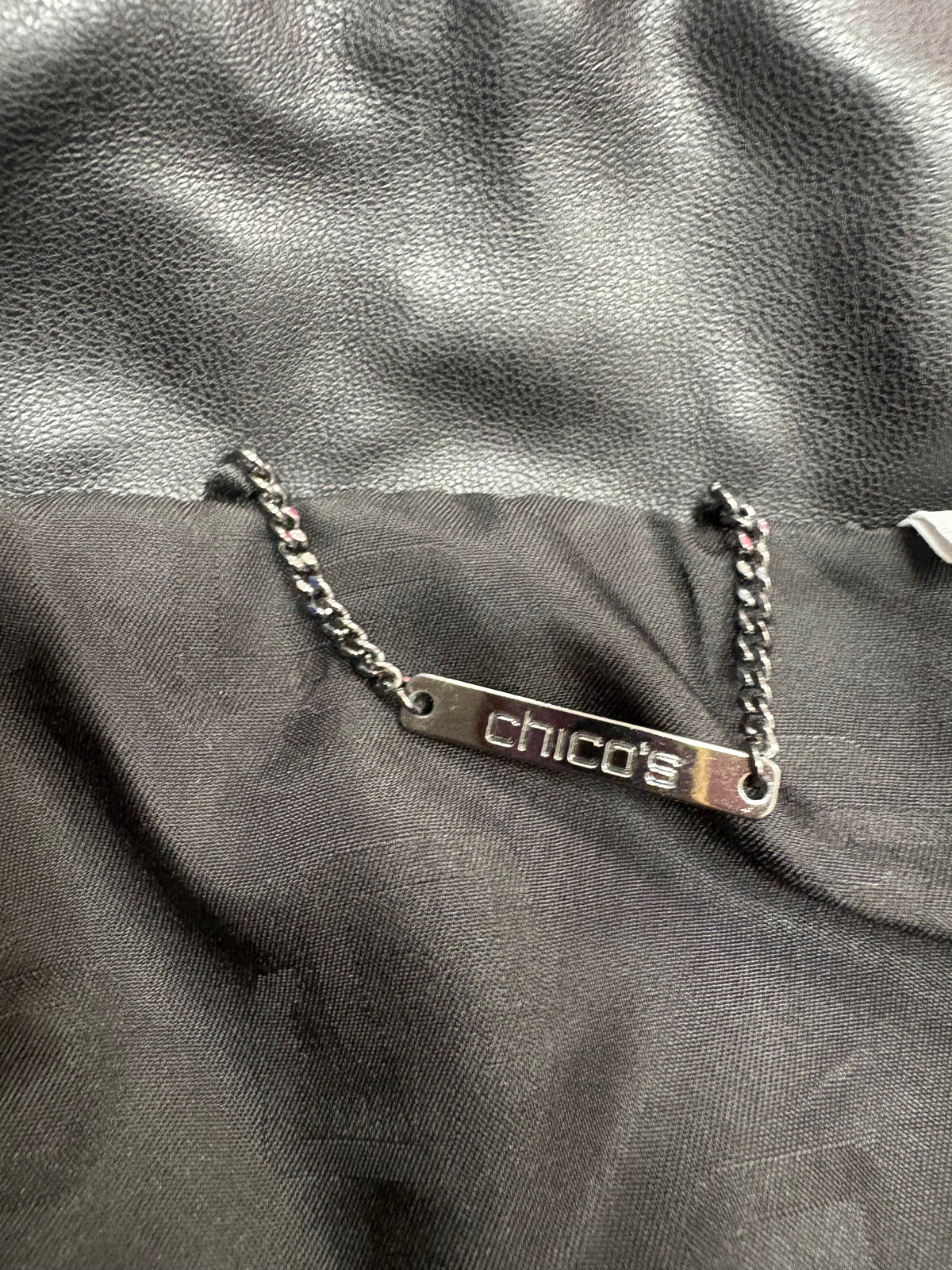 Chico’s Quilted Faux Leather Moto Vest Women’s Size 1 (M-8/10) Black Zip Front Preloved