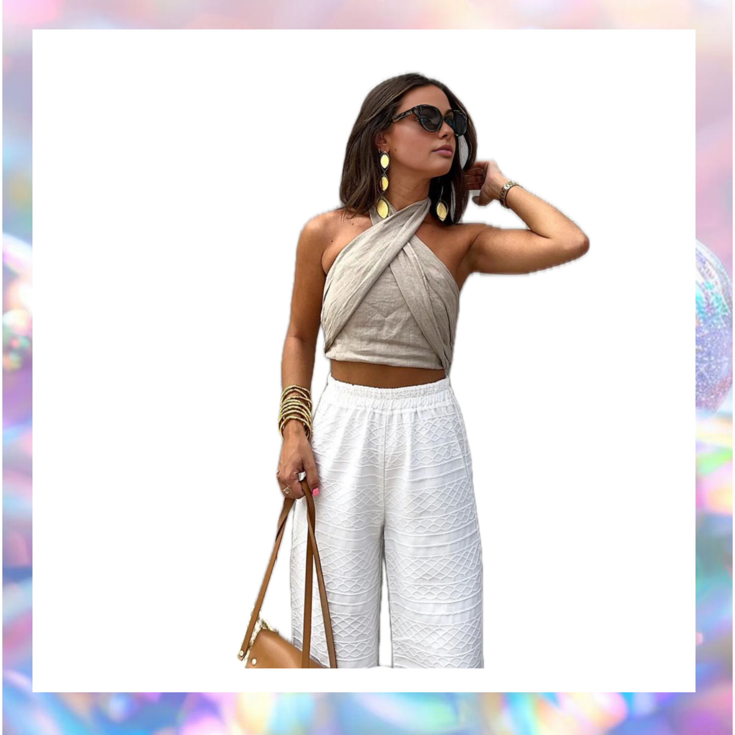 Cotton & Line Crisscross Halter Tank Top - Commense