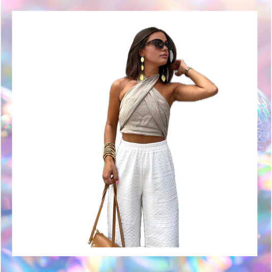 Cotton & Line Crisscross Halter Tank Top - Commense