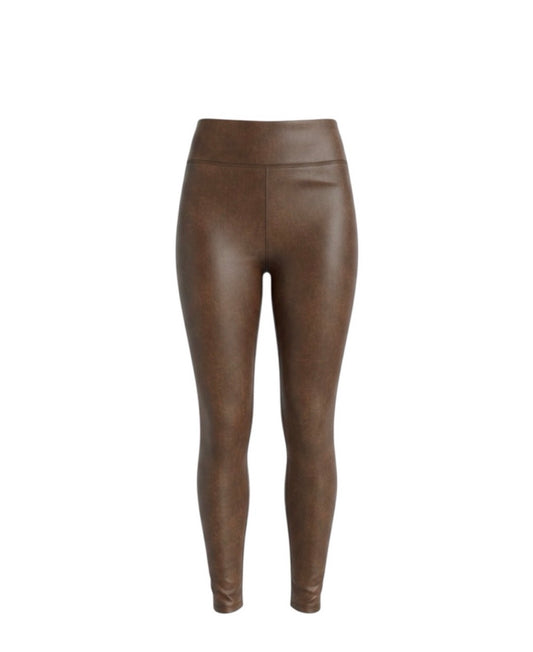 eHigh-Rise Brown Faux Leather Leggings - XS Women Pants with pockets  NWOT