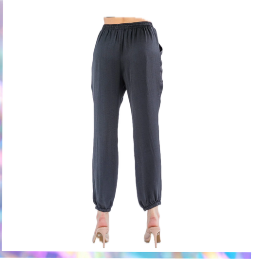 HYFVE- WOMEN'S ELASTIC WAIST POCKETS JOGGER LEG PANTS
