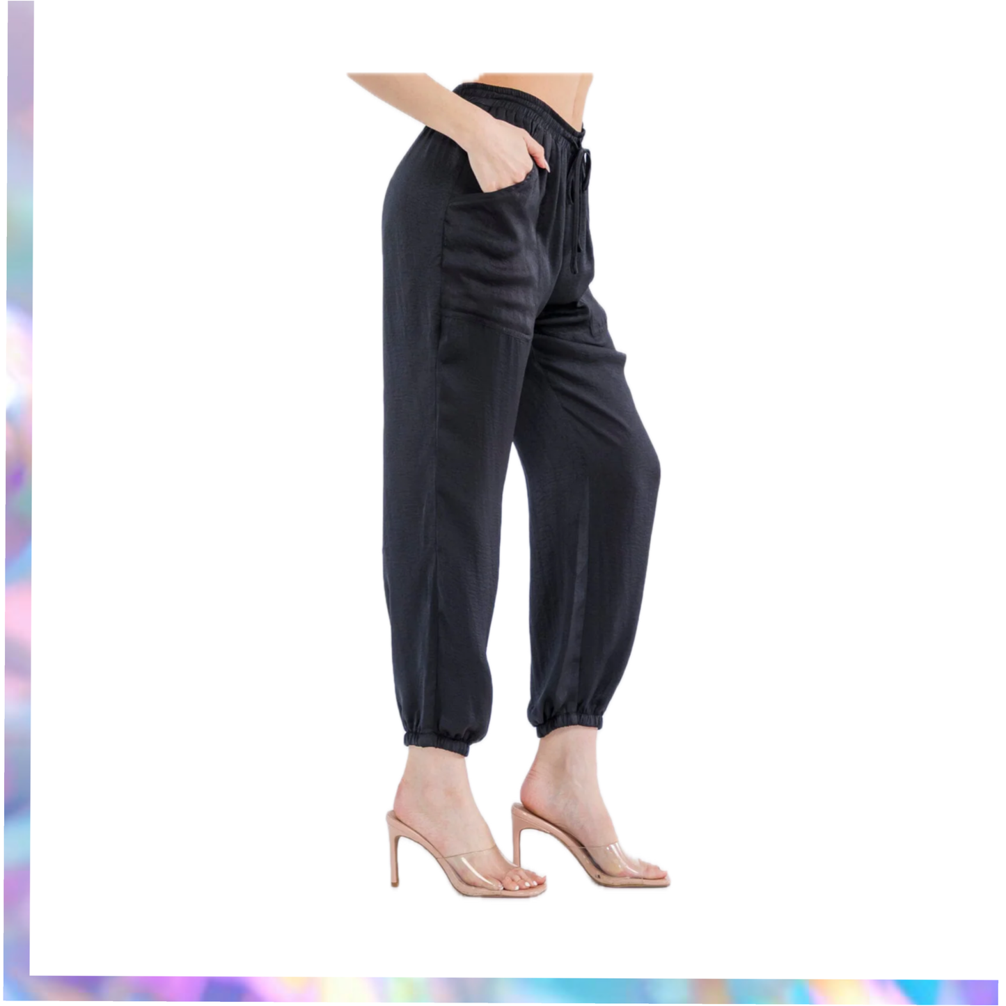 HYFVE- WOMEN'S ELASTIC WAIST POCKETS JOGGER LEG PANTS