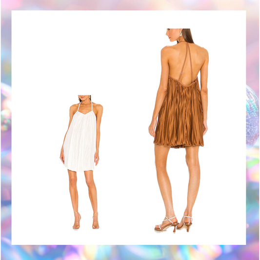 LBLC The Label Norma Pleated Mini Dress in Rust