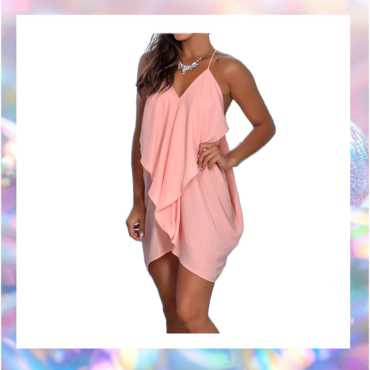 Dusty Rose Draped Back Short Dress