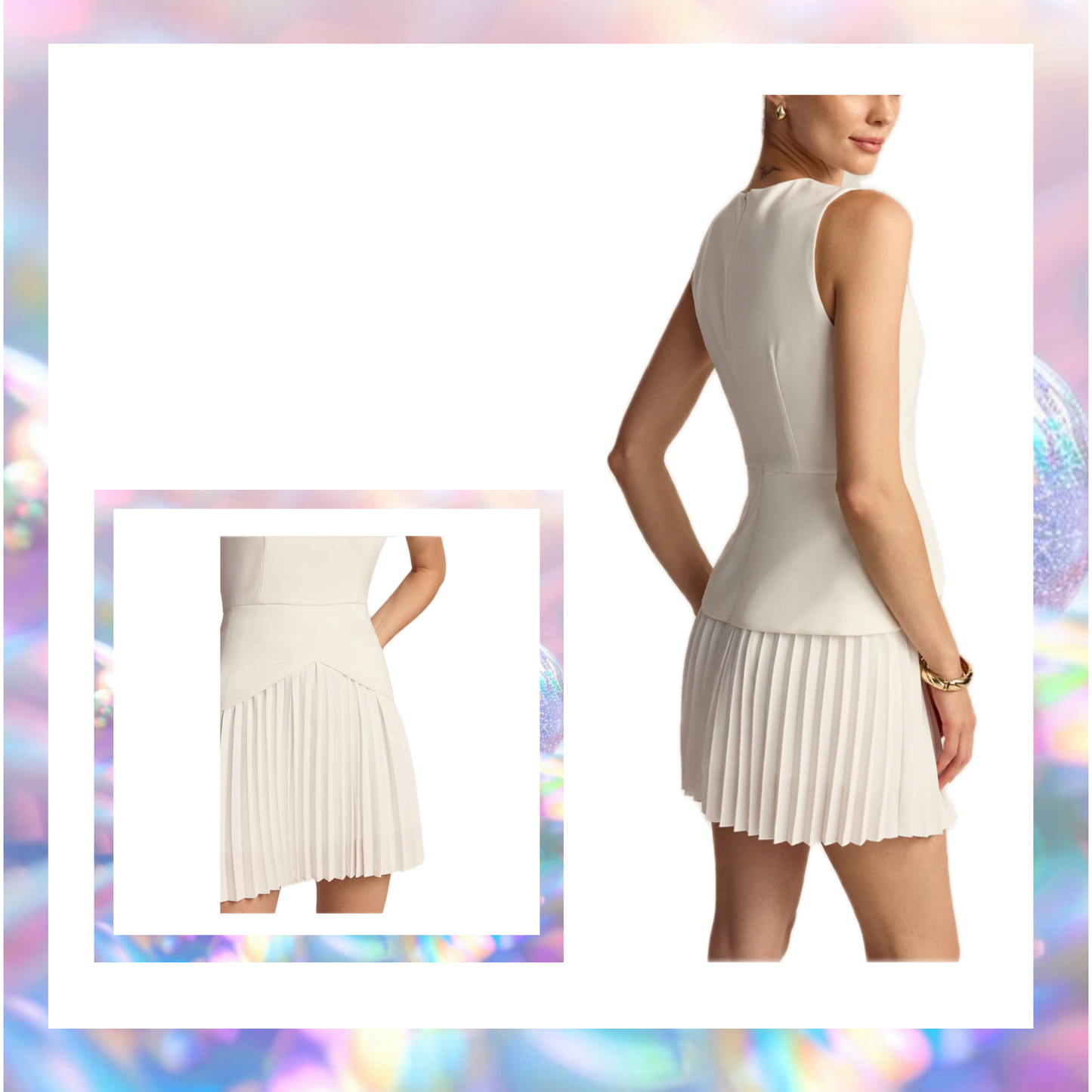 Pleated Hem Mini Dress - Commense