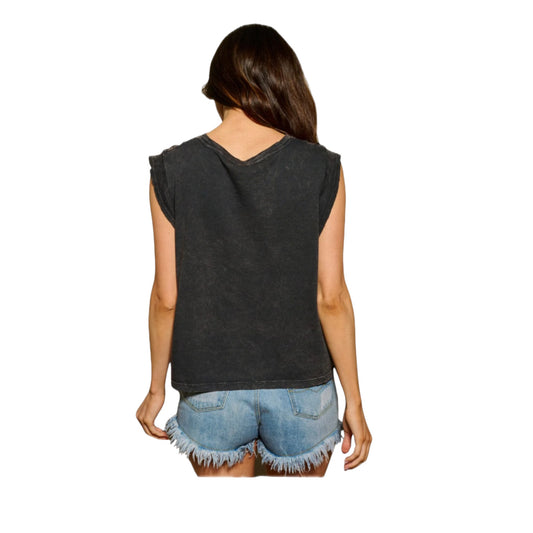 Vintage Canvas - Graphic Sleeveless Distressed Tank Top