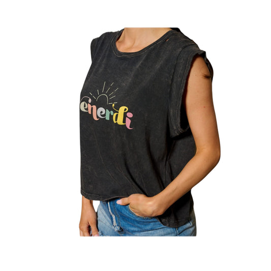 Vintage Canvas - Graphic Sleeveless Distressed Tank Top