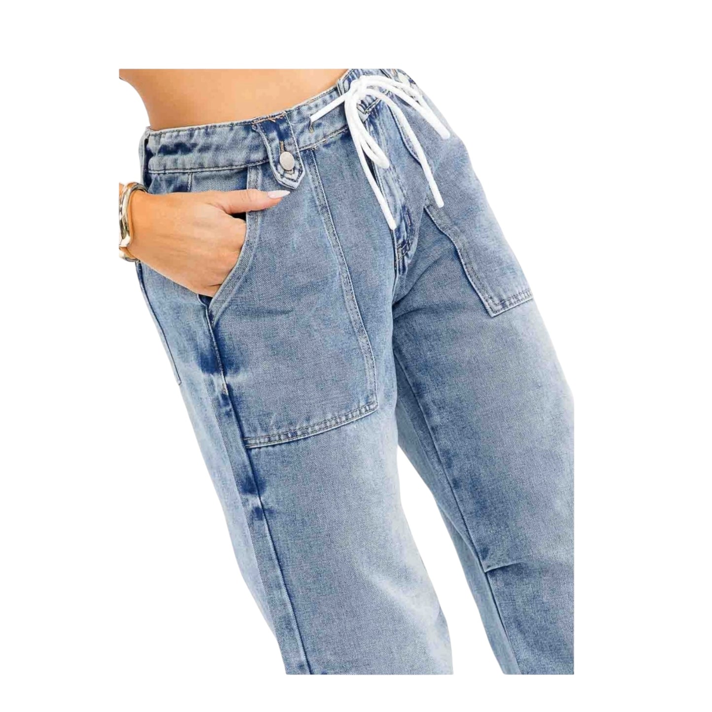 Wide Leg Washed Denim Pants – Self-Tie Waist | Women’s Trendy Denim Bottoms