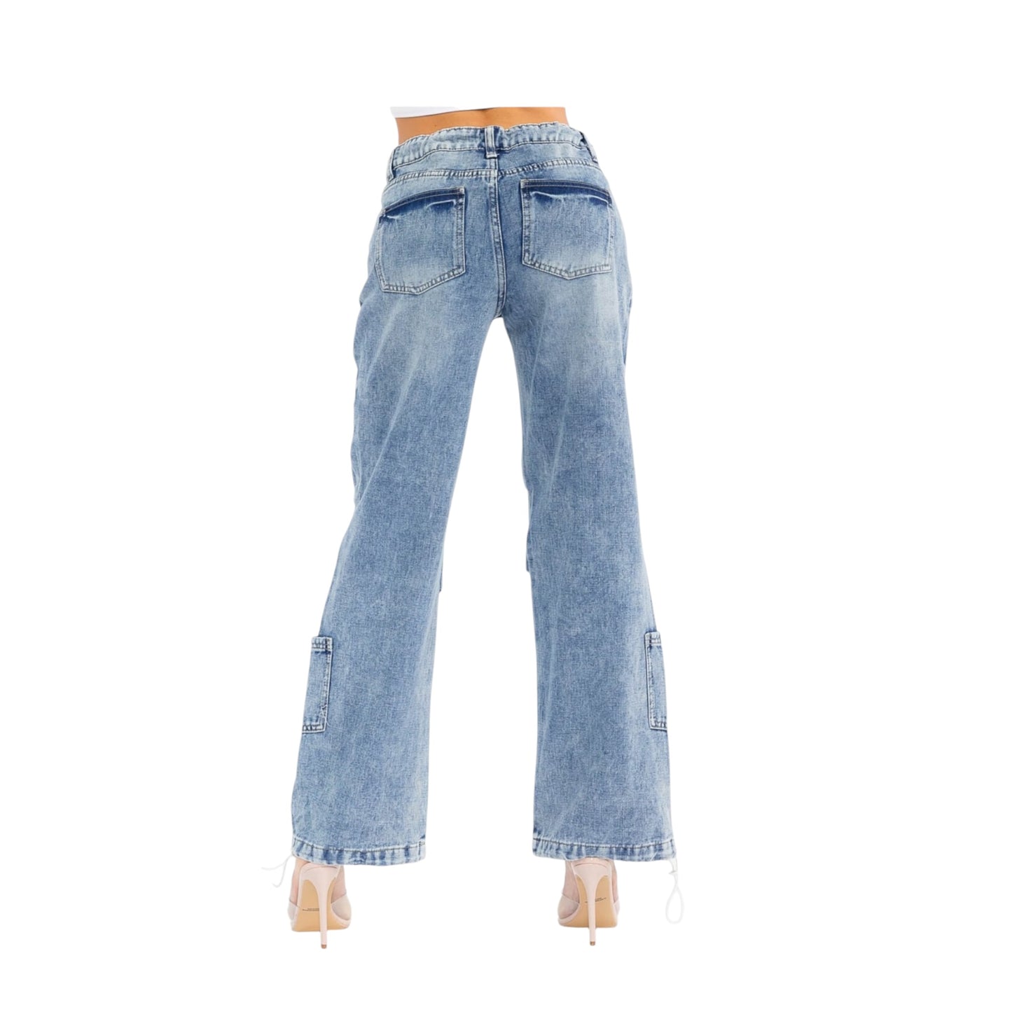 Wide Leg Washed Denim Pants – Self-Tie Waist | Women’s Trendy Denim Bottoms