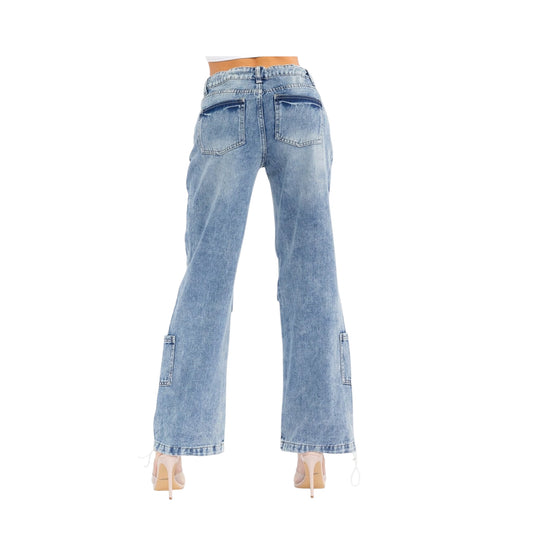 Wide Leg Washed Denim Pants – Self-Tie Waist | Women’s Trendy Denim Bottoms