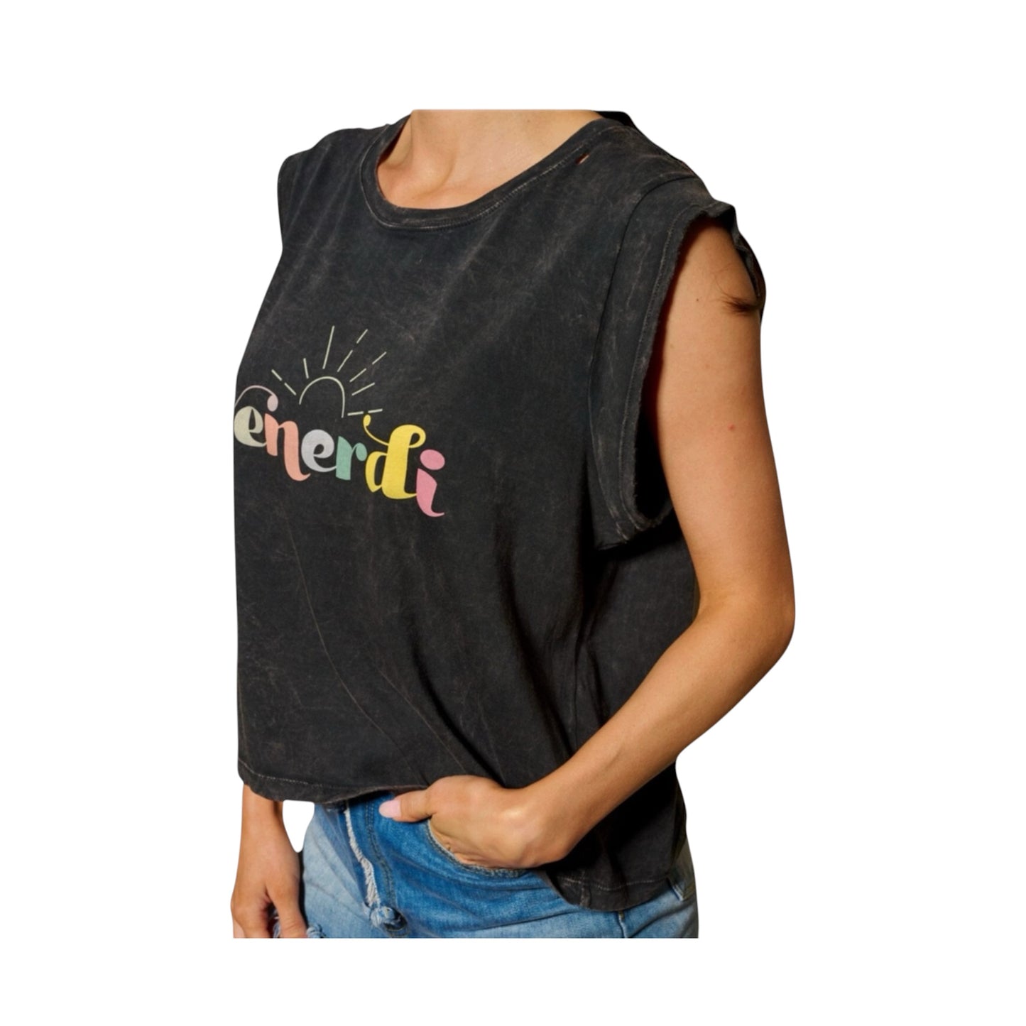 Vintage Canvas - Graphic Sleeveless Distressed Tank Top