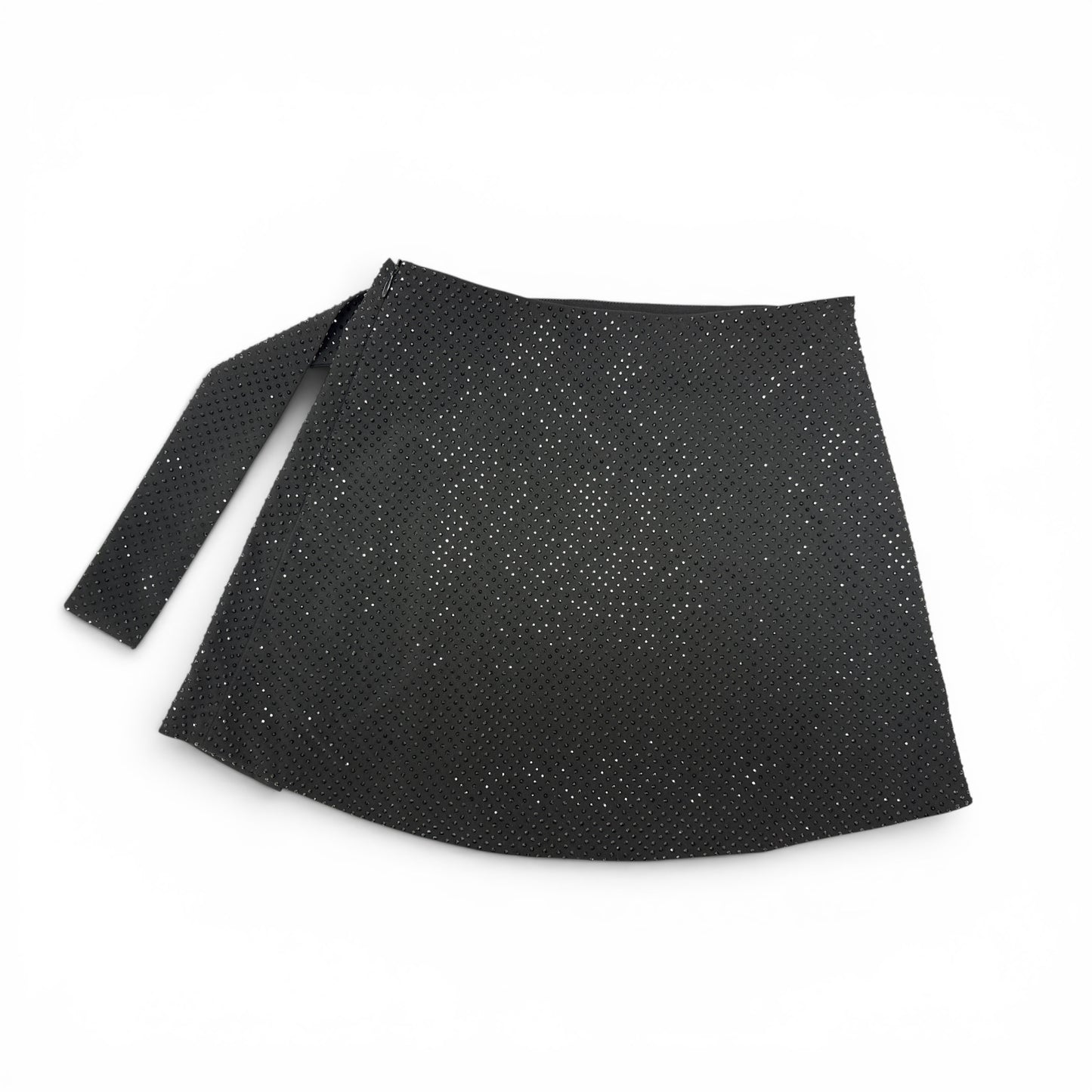 MESHKI Sacha Diamante Mini Skirt with Split – Black