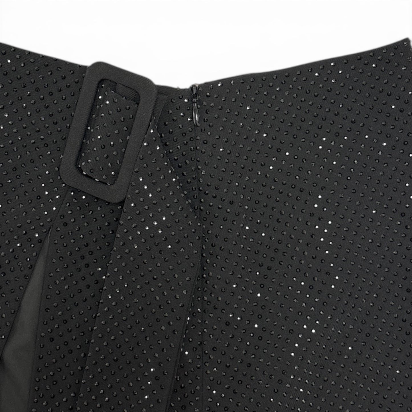 MESHKI Sacha Diamante Mini Skirt with Split – Black