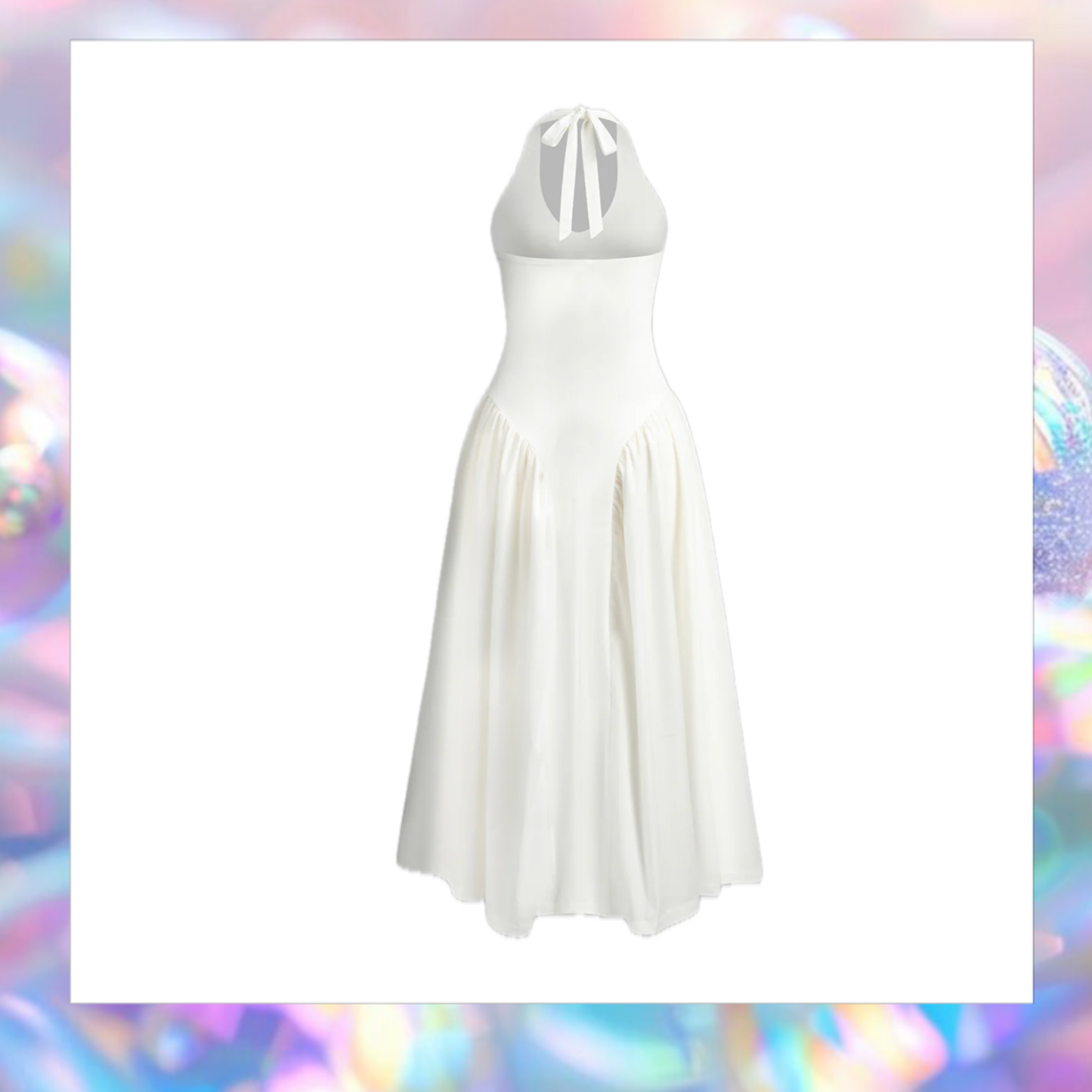 Semi-Sheer Halter Backless Low Cut Dress - Commense