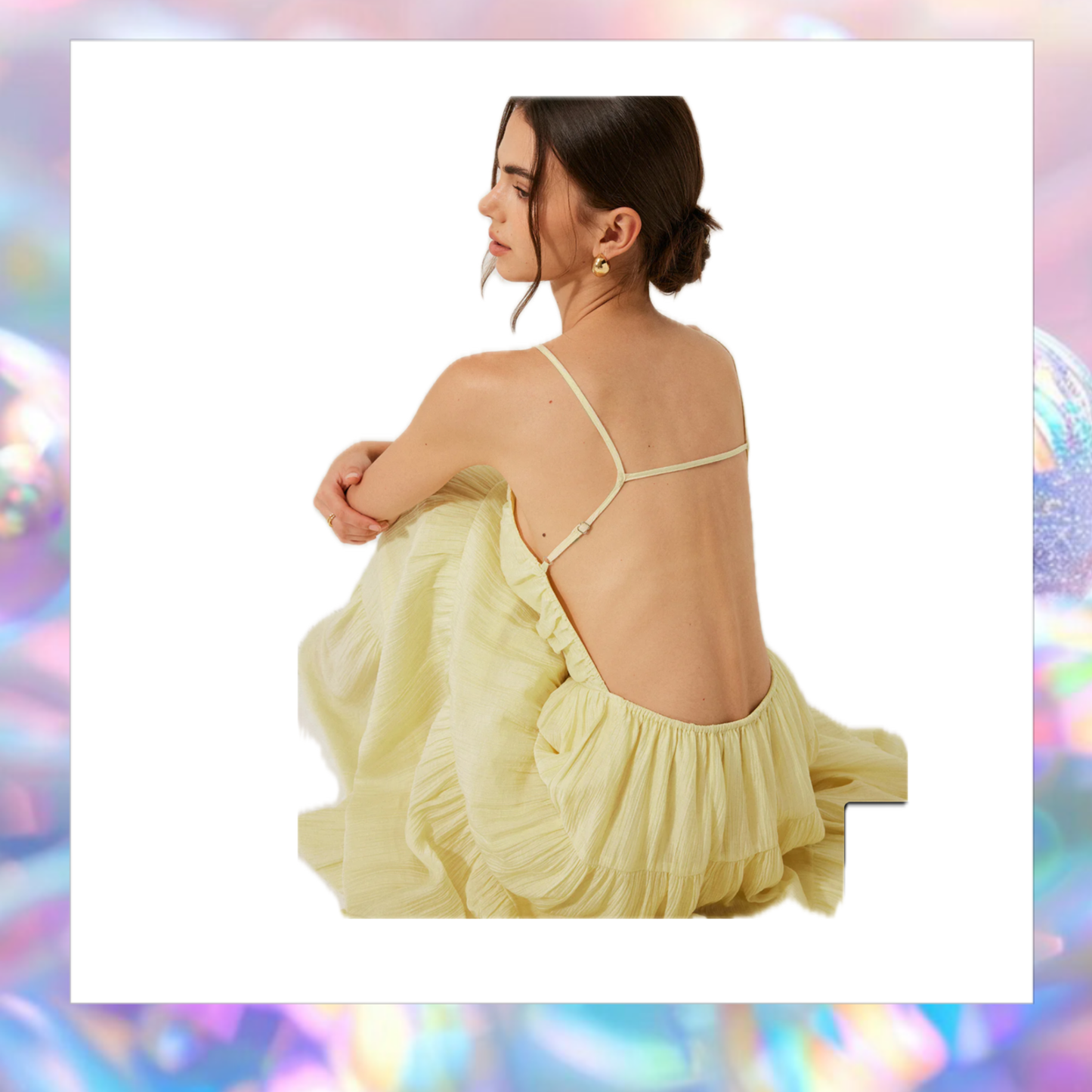 Pleated Backless Tiered Cami Dress - Commense