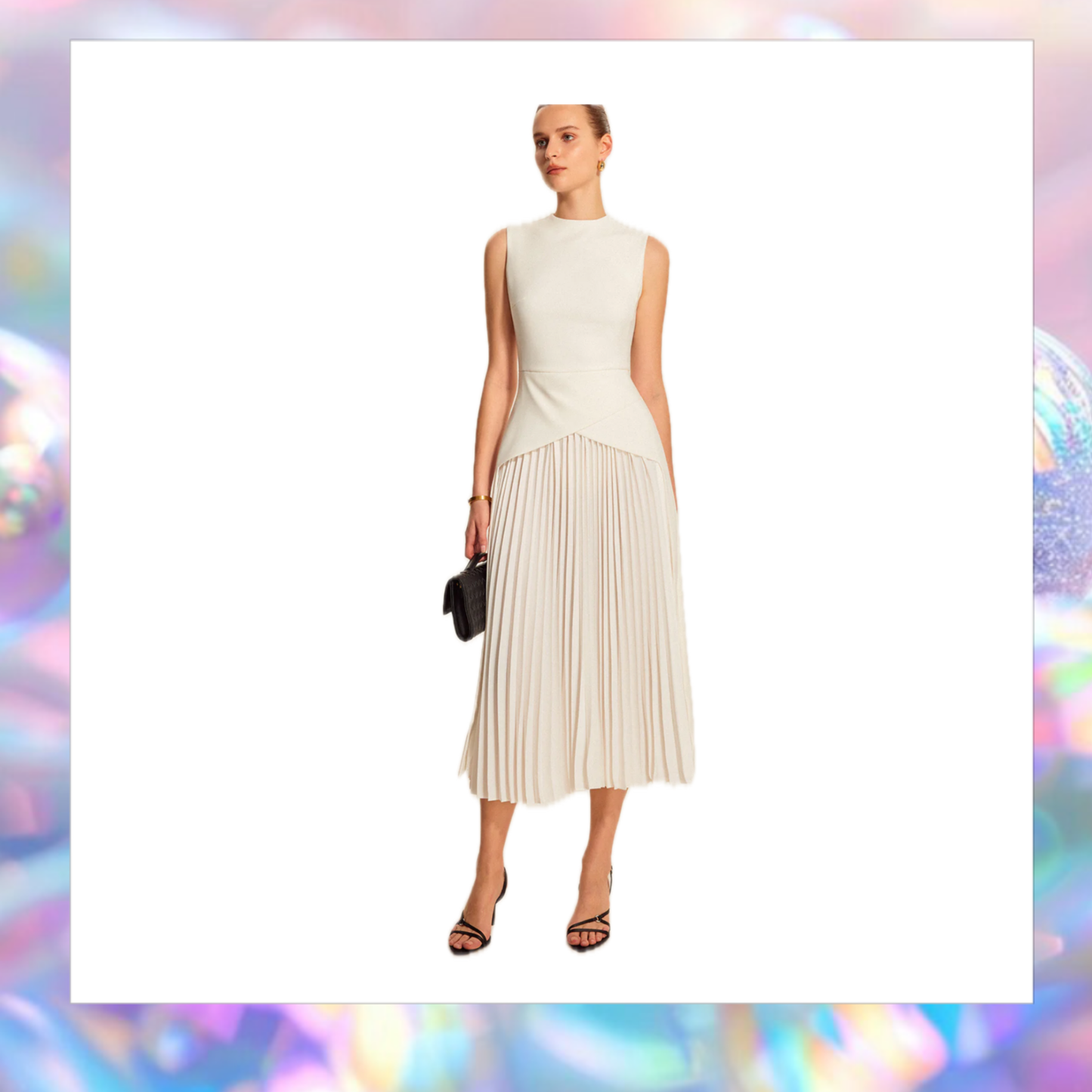Off White Pleated Dress - Commense