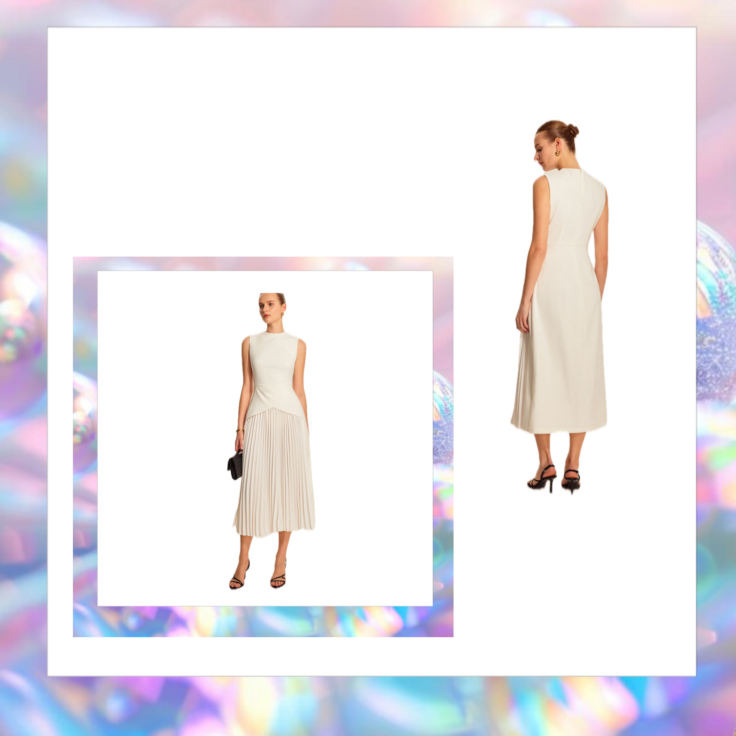 Off White Pleated Dress - Commense