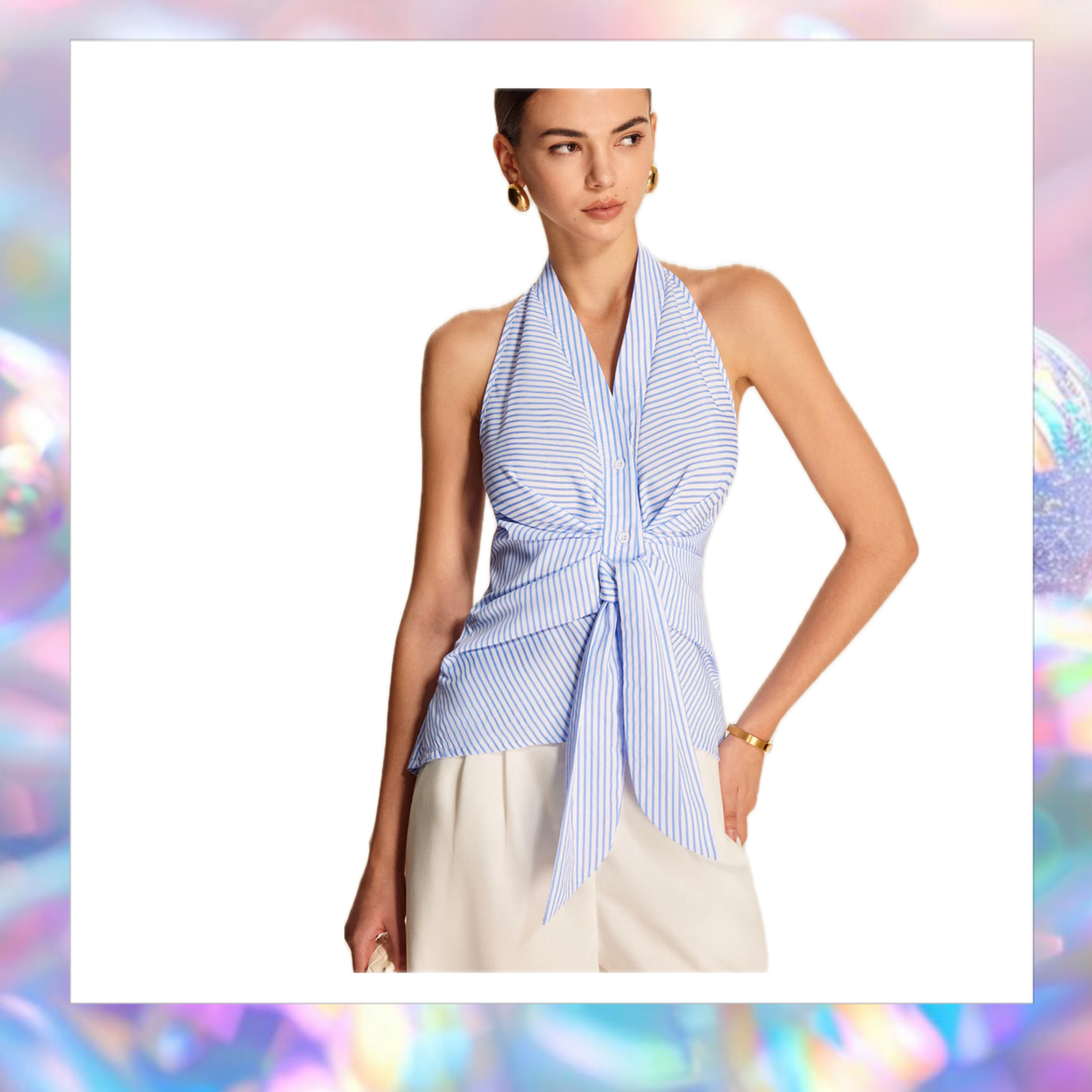 Striped Halter Top - Commense