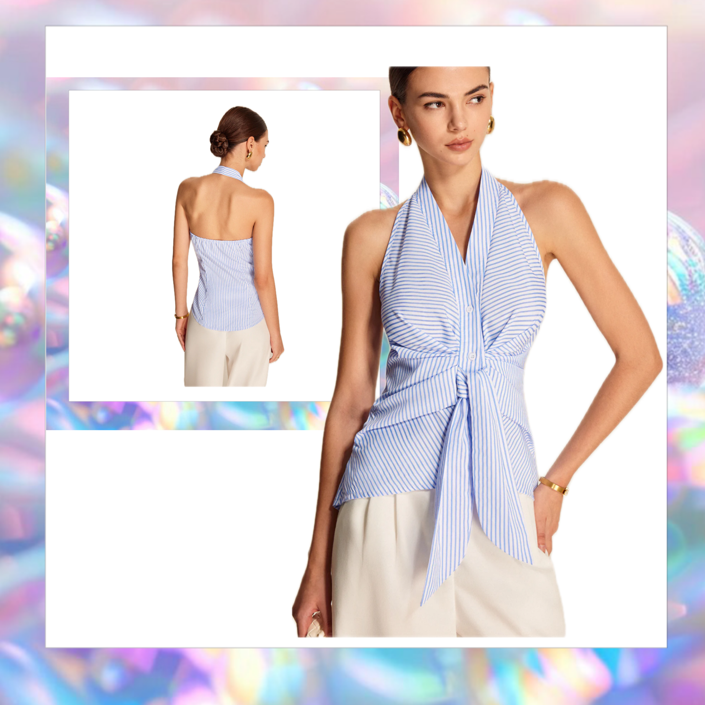 Striped Halter Top - Commense