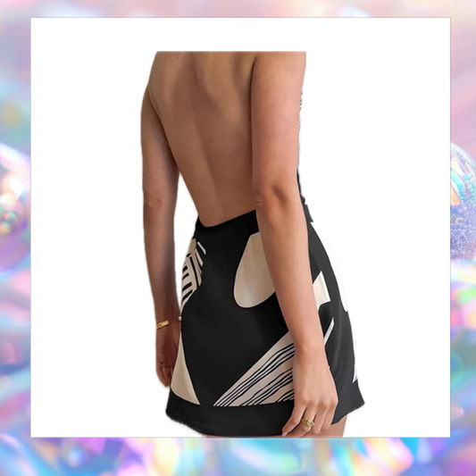 Halter Belted Wrap Short Dress - Commense