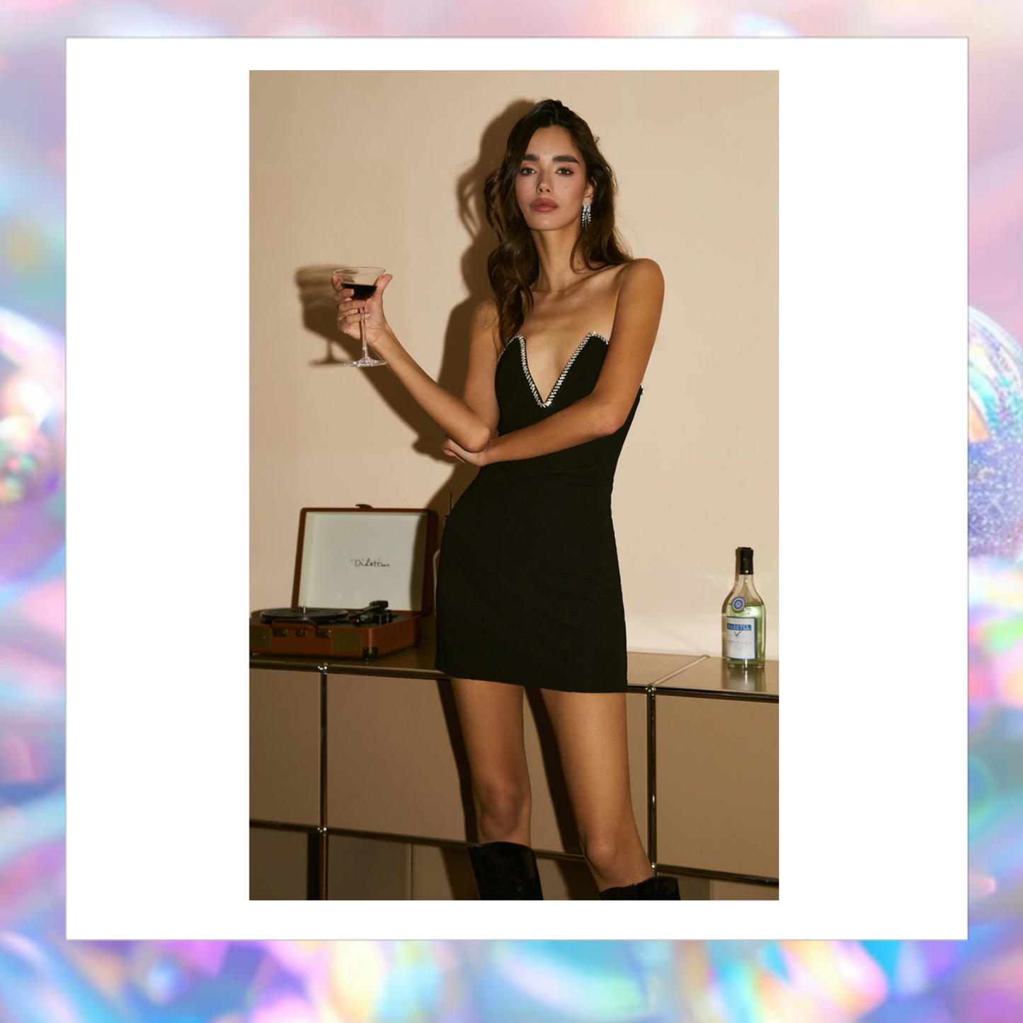 Rhinestone Contrast Trim Sweatheart Tube Short Dress - Commense