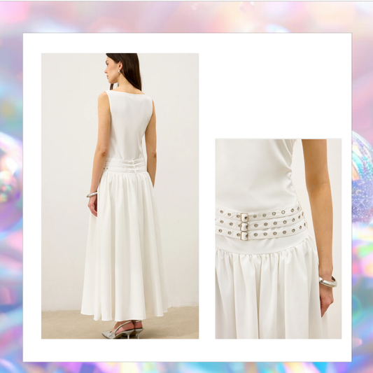 Boat Neck Multi-Belt Low-Waist Maxi Dress - Commense