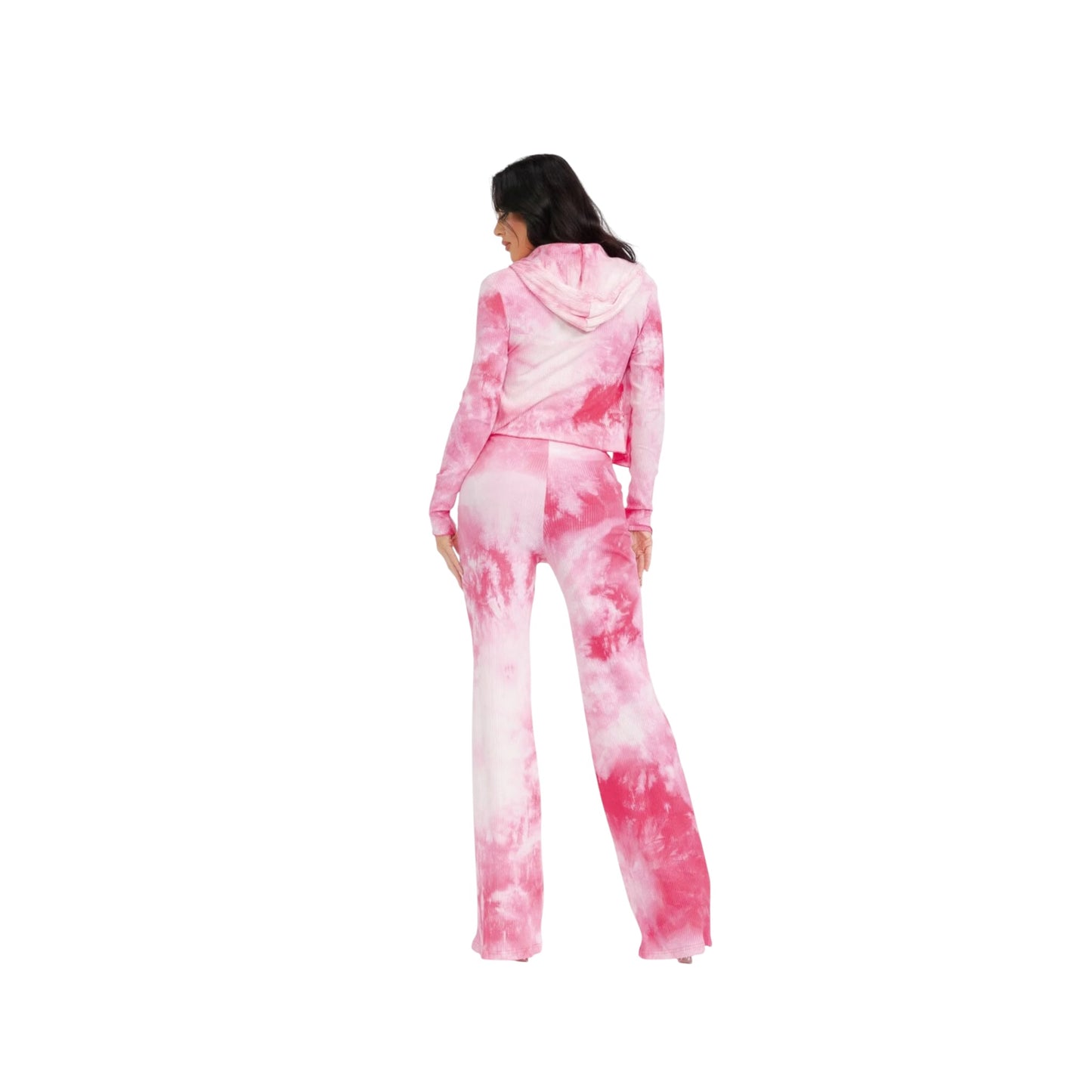 Rosevelvet Women’s Tie Dye Set With Long Sleeve Cardigan, Crop Top & Wide Leg Pants